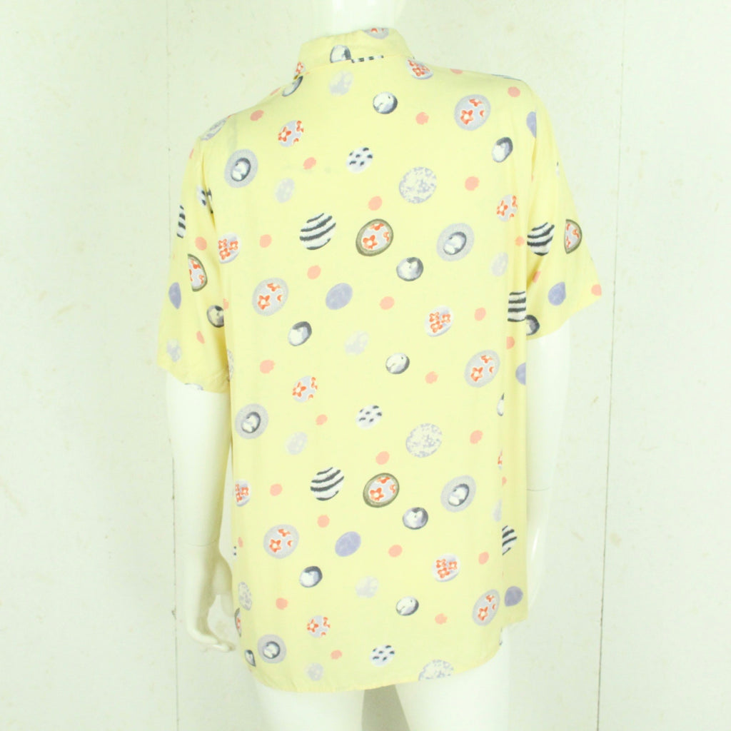 Vintage Bluse Gr. S gelb mehrfarbig gemustert kurzarm