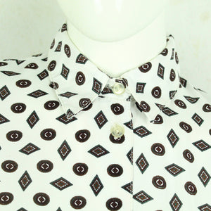 Vintage Bluse Gr. M weiß gemustert kurzarm
