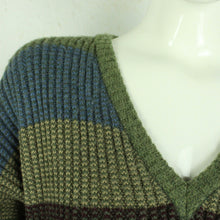 Laden Sie das Bild in den Galerie-Viewer, Vintage Pullover mit Wolle Gr. L mehrfarbig gestreift Strick