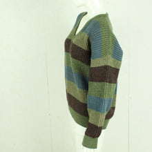 Laden Sie das Bild in den Galerie-Viewer, Vintage Pullover mit Wolle Gr. L mehrfarbig gestreift Strick