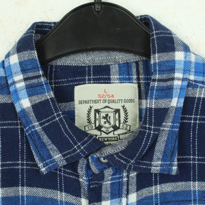 Vintage Flanellhemd Gr. L blau weiß kariert Flanell