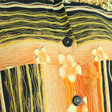 Laden Sie das Bild in den Galerie-Viewer, Vintage Bluse Gr. M orange schwarz mehrfarbig gemustert