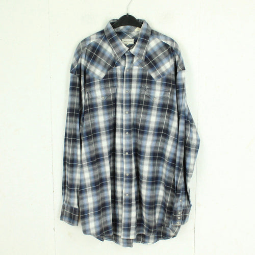 Vintage Flanellhemd Gr. XXL grau mehrfarbig kariert Flanell