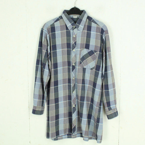 Vintage Flanellhemd Gr. L blau mehrfarbig kariert Flanell