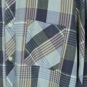 Vintage Flanellhemd Gr. L blau mehrfarbig kariert Flanell