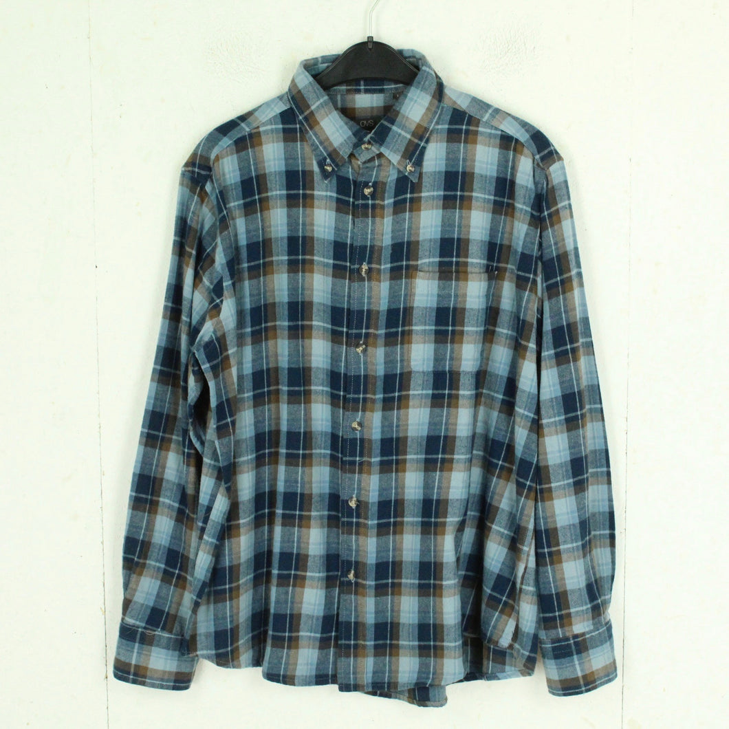 Vintage Flanellhemd Gr. L blau braun kariert Flanell