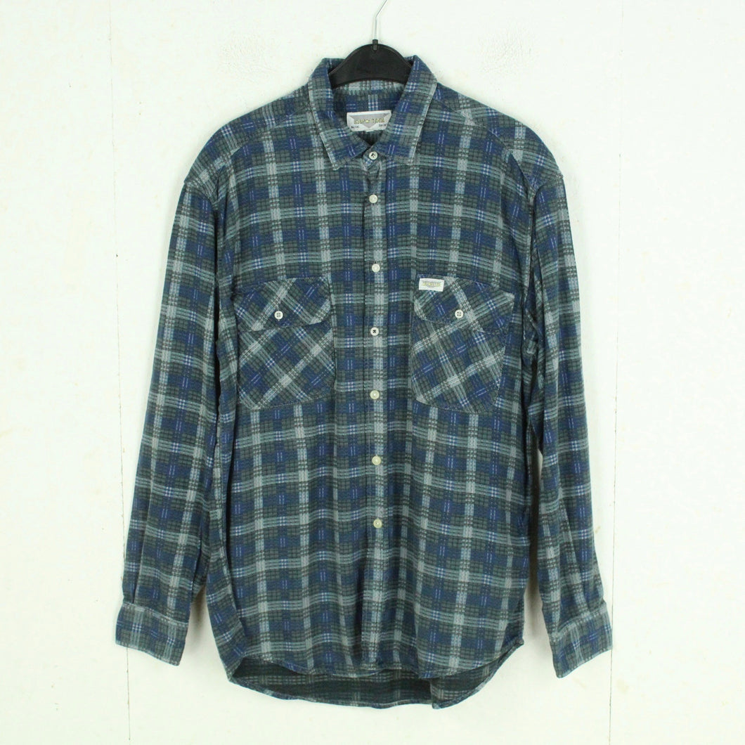 Vintage Flanellhemd Gr. L grau blau kariert Flanell