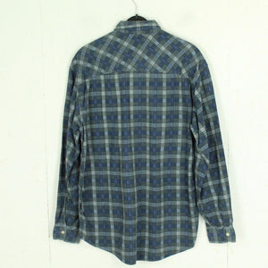 Vintage Flanellhemd Gr. L grau blau kariert Flanell