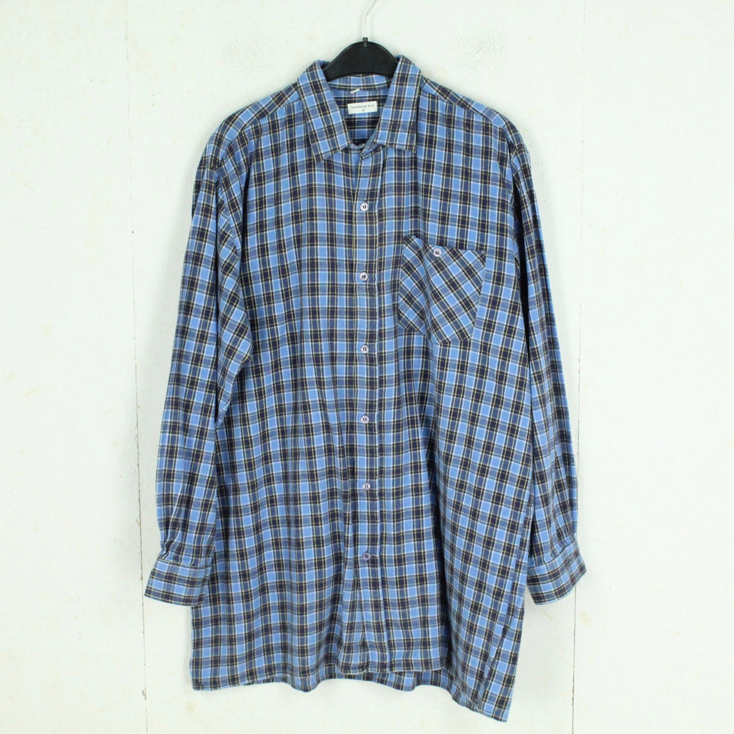 Vintage Flanellhemd Gr. XL blau mehrfarbig kariert Flanell