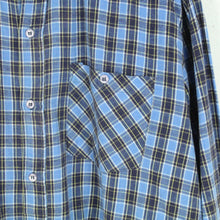 Laden Sie das Bild in den Galerie-Viewer, Vintage Flanellhemd Gr. XL blau mehrfarbig kariert Flanell