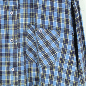 Vintage Flanellhemd Gr. XL blau mehrfarbig kariert Flanell