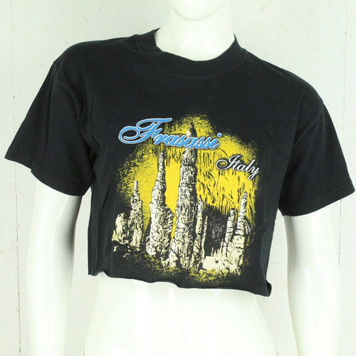 Vintage Souvenir T-Shirt Gr. M schwarz Italien Frasassi Grotte Crop Top