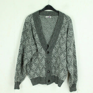 VINTAGE Cardigan mit Wolle Gr. L grau Crazy Pattern Strickjacke