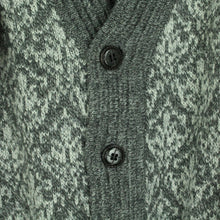 Laden Sie das Bild in den Galerie-Viewer, Vintage Cardigan mit Wolle Gr. L grau Crazy Pattern Strickjacke