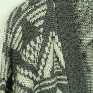 Vintage Cardigan mit Wolle Gr. L grau weiß Crazy Pattern Strickjacke