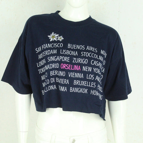 Vintage Souvenir T-Shirt Gr. XL blau Städtenamen Crop Top
