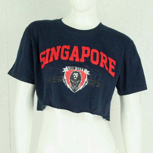 Vintage Souvenir T-Shirt Gr. M blau Singapur Löwe Crop Top
