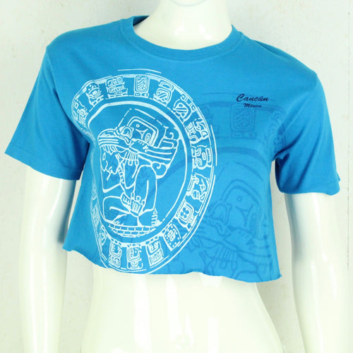 Vintage Souvenir T-Shirt Gr. M blau Mexiko Cancun Crop Top