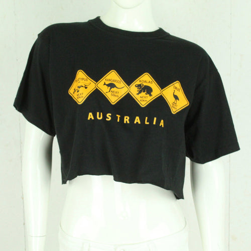 Vintage Souvenir T-Shirt Gr. L schwarz Australien Tiere Crop Top