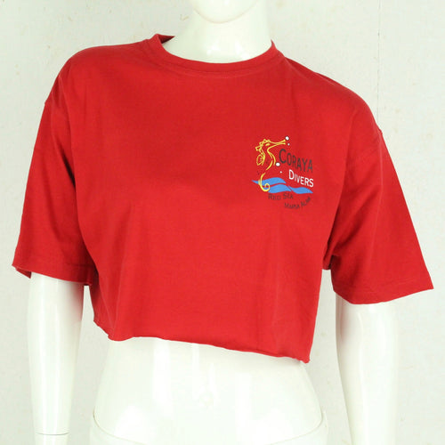 Vintage Souvenir T-Shirt Gr. M rot Ägypten Marsa Alam Coraya Divers Crop Top