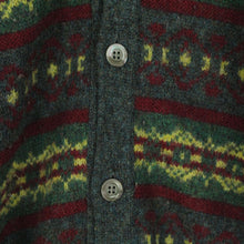 Laden Sie das Bild in den Galerie-Viewer, Vintage Cardigan mit Wolle Gr. M bunt Crazy Pattern Strickjacke