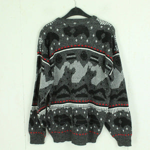 Vintage Pullover Gr. L schwarz und weiß Crazy Pattern Strick