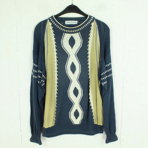 Vintage Pullover Gr. M blau beige Crazy Pattern Strick