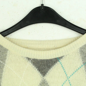 Vintage Pullover mit Wolle Gr. L beige grau diamond Pattern Strick