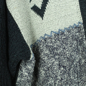 Vintage Pullover Gr. L blau und weiß Crazy Pattern Strick