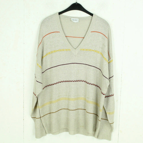 Vintage Pullover Gr. XXL beige bunt Crazy Pattern Strick