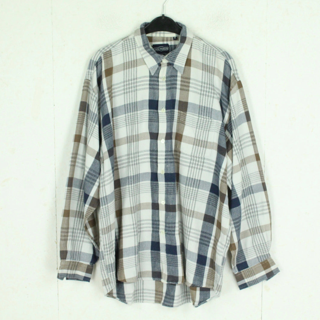 Vintage Flanellhemd Gr. XL weiß mehrfarbig kariert Flanell