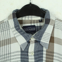 Laden Sie das Bild in den Galerie-Viewer, Vintage Flanellhemd Gr. XL weiß mehrfarbig kariert Flanell