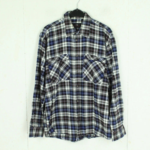 Vintage Flanellhemd Gr. M weiß mehrfarbig kariert Flanell