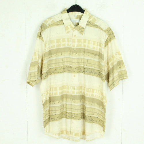 Vintage 90s Hemd Gr. XL beige Crazy Pattern kurzarm