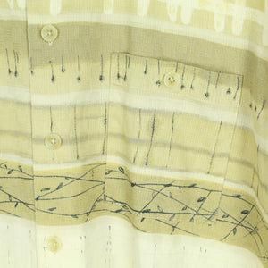 Vintage 90s Hemd Gr. XL beige Crazy Pattern kurzarm