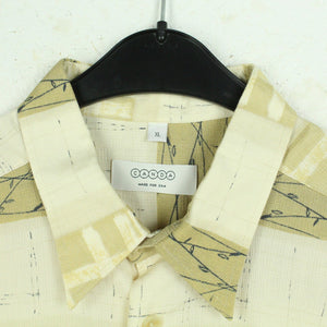 Vintage 90s Hemd Gr. XL beige Crazy Pattern kurzarm