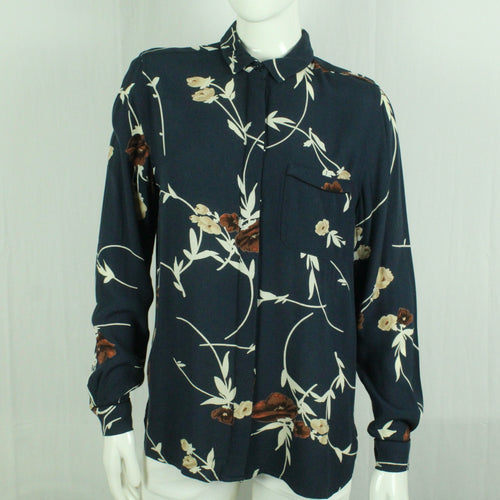 Second Hand GANNI Bluse Gr. 38 blau mehrfarbig geblümt (*)