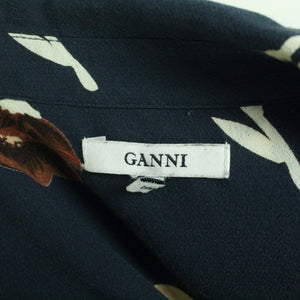 Second Hand GANNI Bluse Gr. 38 blau mehrfarbig geblümt (*)