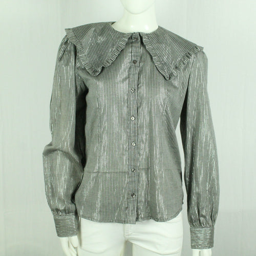 Second Hand BOII Bluse Gr. L grau silber gestreift (*)