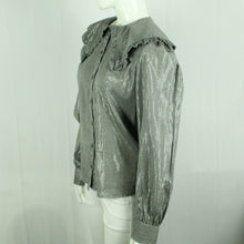 Laden Sie das Bild in den Galerie-Viewer, Second Hand BOII Bluse Gr. L grau silber gestreift (*)