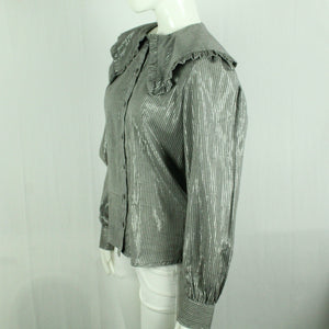 Second Hand BOII Bluse Gr. L grau silber gestreift (*)