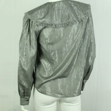 Laden Sie das Bild in den Galerie-Viewer, Second Hand BOII Bluse Gr. L grau silber gestreift (*)