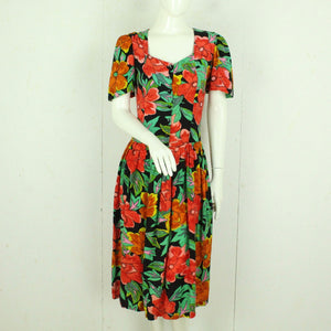 Vintage Midikleid Gr. S schwarz bunt geblümt Kleid