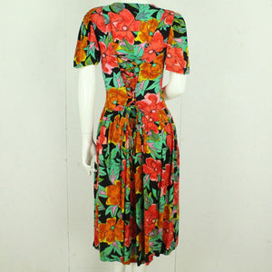 Vintage Midikleid Gr. S schwarz bunt geblümt Kleid