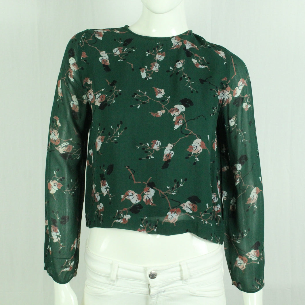 Second Hand GANNI Bluse Gr. 36 grün mehrfarbig geblümt (*)