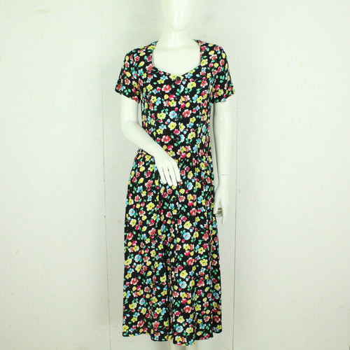 Vintage Maxikleid Gr. S schwarz bunt geblümt Kleid