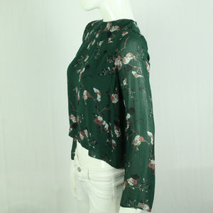 Second Hand GANNI Bluse Gr. 36 grün mehrfarbig geblümt (*)