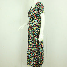 Laden Sie das Bild in den Galerie-Viewer, Vintage Maxikleid Gr. S schwarz bunt geblümt Kleid