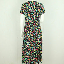 Laden Sie das Bild in den Galerie-Viewer, Vintage Maxikleid Gr. S schwarz bunt geblümt Kleid