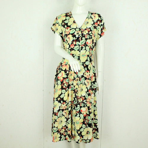 Vintage Maxikleid Gr. M schwarz bunt geblümt Kleid